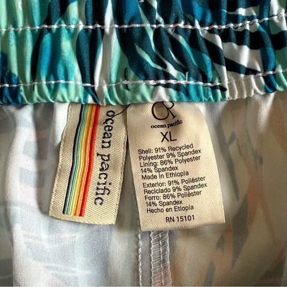 OP Ocean Pacific Quick Dry Tropical Beachy Pull On Shorts Mesh Pockets Sz XL NWT - Picture 14 of 16